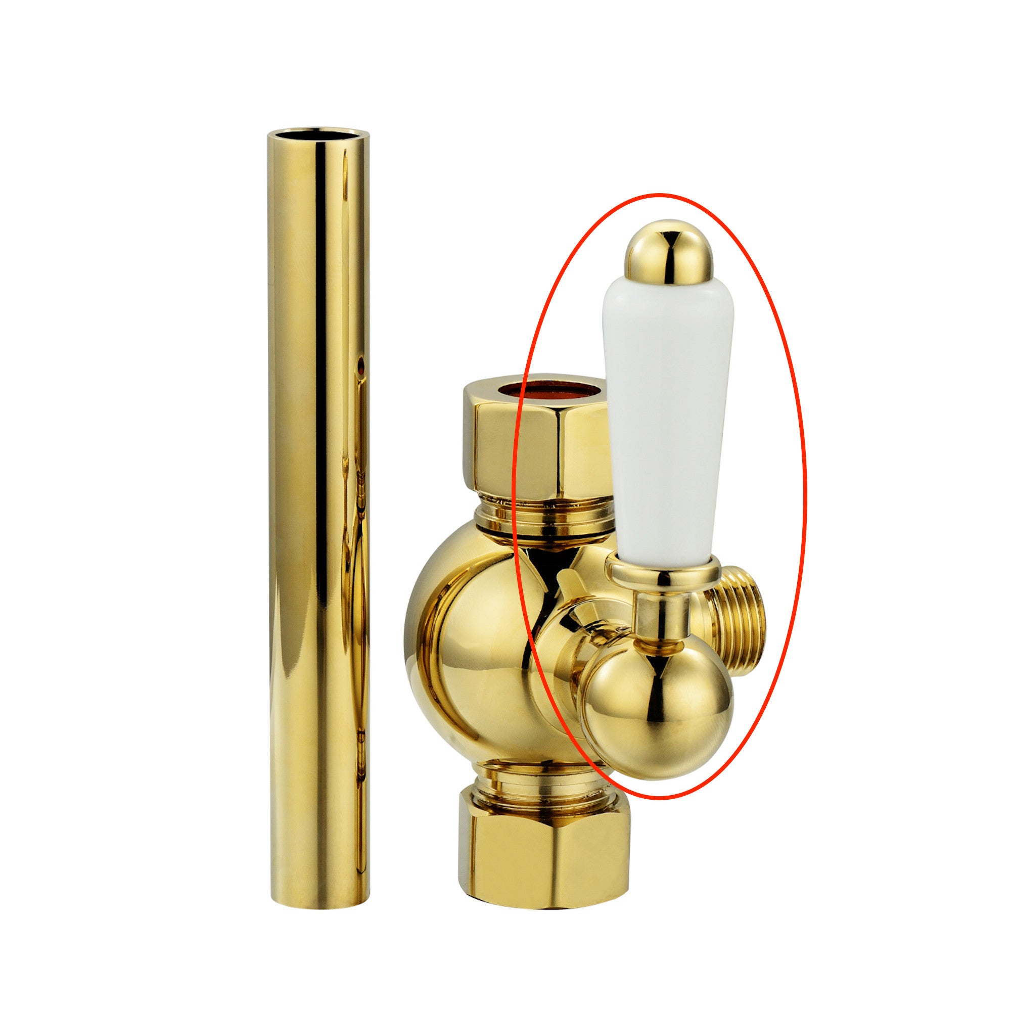 Replacement white ceramic lever with housing and grub screw for D06 - gold
